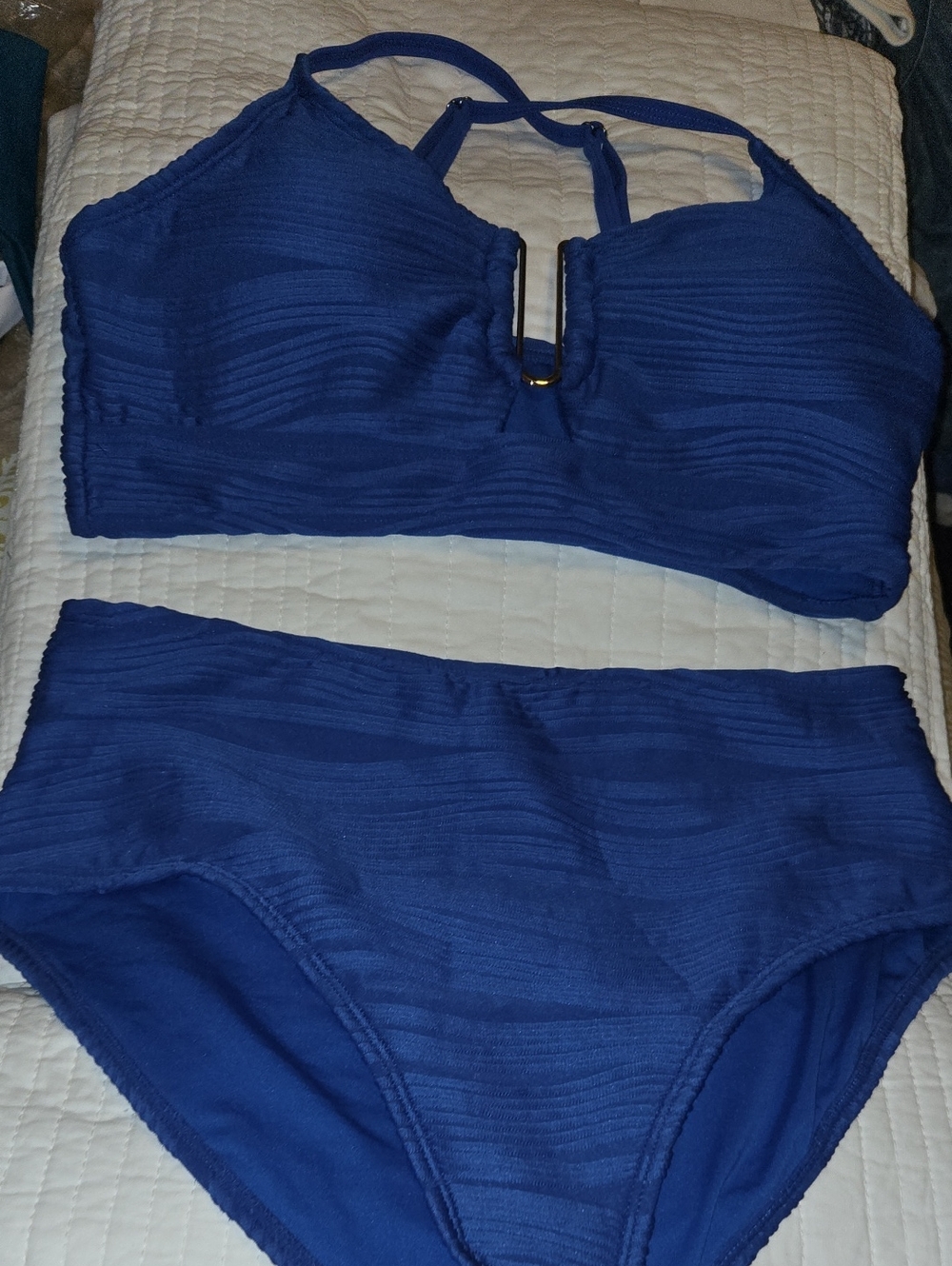 Herseas Blue Women's High-Waist Bikini Set